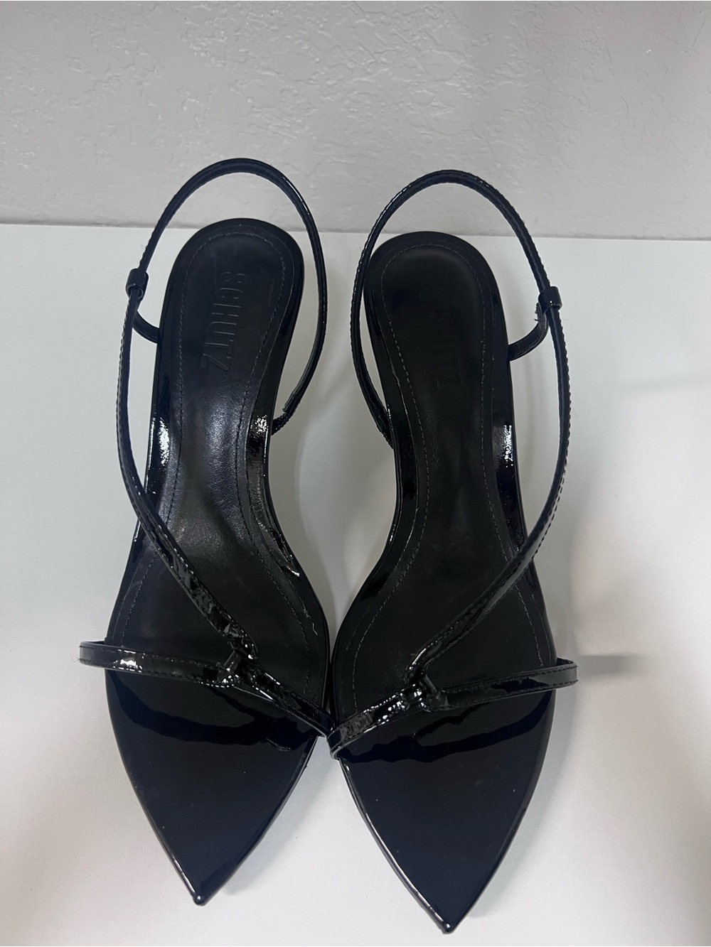 SCHUTZ Black Patent Strappy Pointed-Toe Heels - Picture 7 of 7